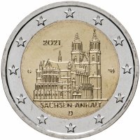 купить Германия 2 евро (euro) 2021 "Федеральная земля Саксония-Ангальт. Магдебургский собор" Знак монетного двора "G" - Карлсруэ