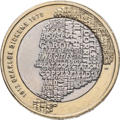 купить Великобритания 2 фунта (pounds) 2012 200 лет со дня рождения Чарльза Диккенса