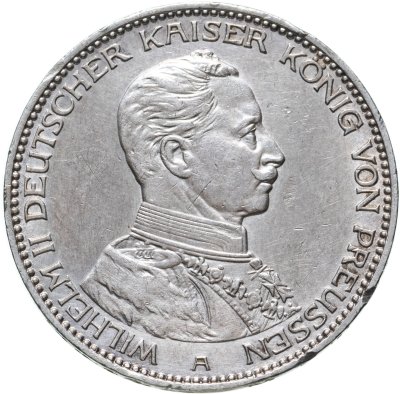 купить Германская Империя Пруссия 3 марки (mark) Вильгельм II 1914 A