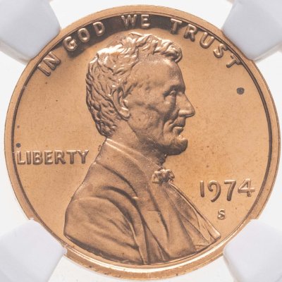 купить США 1 цент (cent) 1974 S "Lincoln Memorial Cent" в слабе DNC PF68