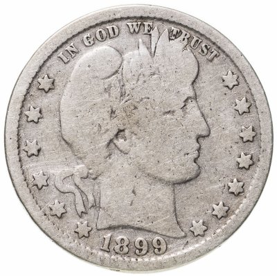 купить США 25 центов (квотер, 1/4 доллара, quarter dollar) 1899 Barber Quarter Без отметки монетного двора