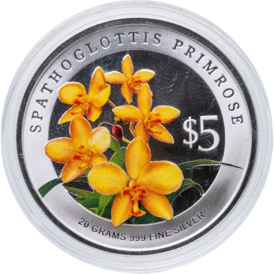 купить Сингапур 5 долларов 2009 "Чудесные цветы - Орхидея "Spathoglottis Primose""