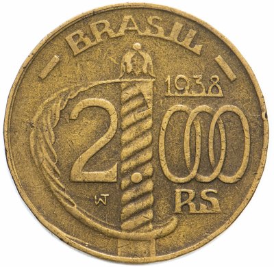 купить Бразилия 2000 рейс (reis) 1938 Гладкий гурт