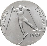 Купить Финляндия 100 марок 1989 "Чемпионат мира по лыжному спорту в Лахти"