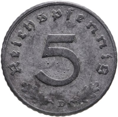 купить Германия, Третий рейх 5 рейхспфеннигов (reichspfennig) 1941, знак монетного двора: "D" - Мюнхен