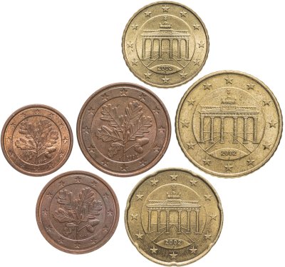 купить Германия набор из 6 монет 1, 2, 5, 10, 20, 50 центов (cents) 2002-2013 J знак монетного двора: "J" - Гамбург
