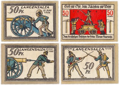 купить Германия (Лангензальца) набор из 4 нотгельдов 1921 (солдатский лагерь военнопленных)