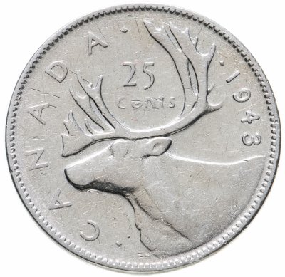 купить Канада 25 центов (cents) 1943