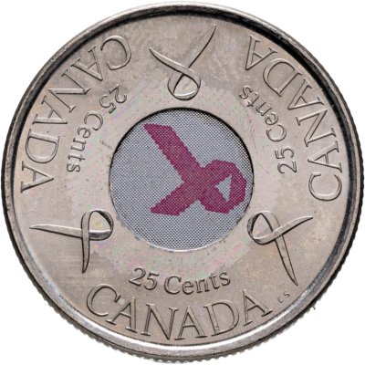 купить Канада 25 центов (cents) 2006 "Розовая ленточка - Борьба с раком молочной железы"