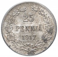 Купить Финляндия 25 пенни (pennia) 1917 орел с короной