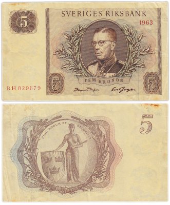 купить Швеция 5 крон 1955