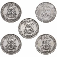 Купить Великобритания набор из 5 монет 1 шиллинг 1925-1935