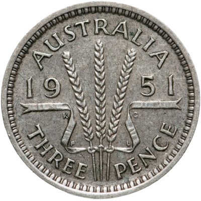 купить Австралия 3 пенса (pence) 1951 PL знак монетного двора: "PL" - Лондон