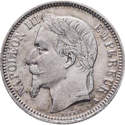 купить Франция 1 франк (franc) 1868 A знак монетного двора: "A" - Париж