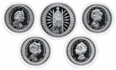 купить Австралия 25 долларов 1992 набор из 4-х монет и жетона "Леди Королевской Семьи", в футляре с сертификатом