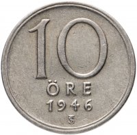 Купить Швеция 10 эре (ore) 1946