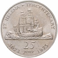 купить Остров Святой Елены 25 пенсов (pence) 1973 "300 лет открытию Святой Елены"
