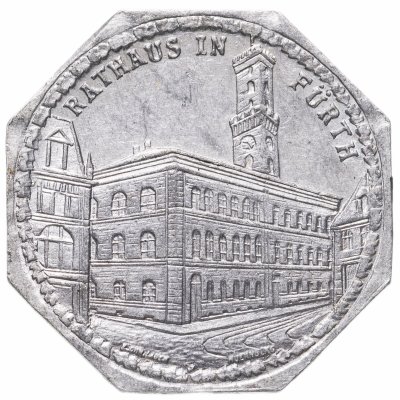 купить Германия (Нюрнберг) нотгельд 20 пфеннигов 1921 "Ратуша в Фюрте" трамвайный жетон