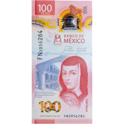 купить Мексика 100 песо 2024 (2025) юбилейная "100 лет Банку Мексики" Рick-139 полимер