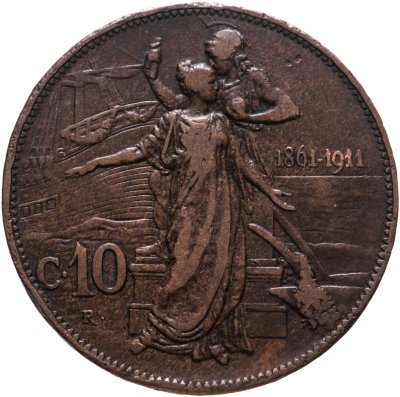 купить Италия 10 чентезимо (centesimi) 1911 "50 лет Королевству"