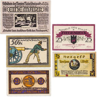 купить Германия (разные земли) набор из 5 нотгельдов 1920-1923