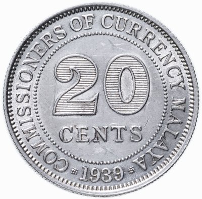 купить Малайя 20 центов (cents) 1939