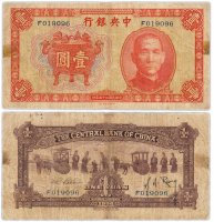 Купить Китай 1 юань 1936 The Central Bank Of China