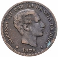 Купить Испания 5 сентимо (centimos) 1878