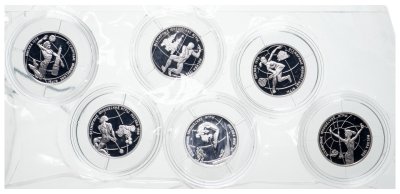 купить 1 рубль 1998 ММД Proof "Всемирные юношеские игры" набор 6 монет, в запайке