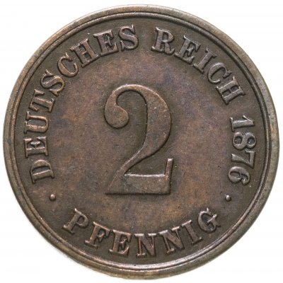 купить Германская Империя, Пруссия 2 пфеннига (pfennig) 1876 А