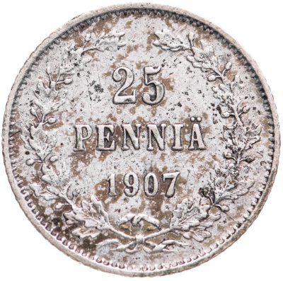 купить 25 пенни (pennia) 1907 L Российская Финляндия