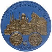 Купить Либерия 5 долларов 2006 "10 лет введению евро - Польша" ниобий