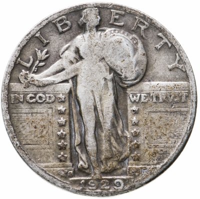 купить США 25 центов (квотер, 1/4 доллара, quarter dollar) 1929 S Standing Liberty Quarter знак монетного двора: "S" - Сан-Франциско