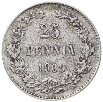 купить 25 пенни 1909 L, монета для Финляндии