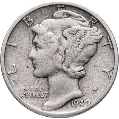купить США 10 центов (дайм, one dime) 1940 D Mercury Dime (дайм «Меркурий») знак монетного двора "D" - Денвер