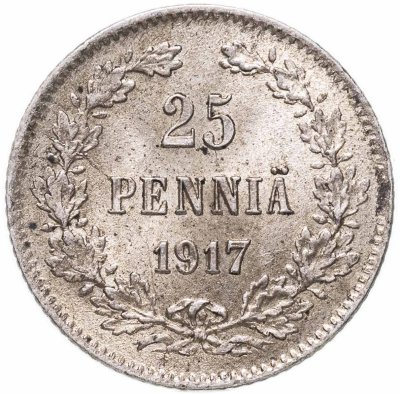 купить 25 пенни (pennia) 1917 S гербовый орёл с коронами