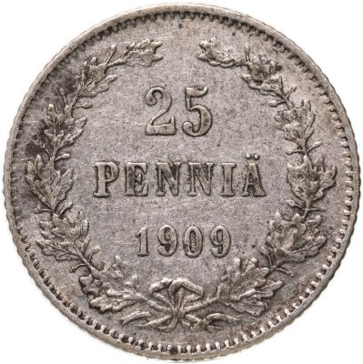 купить 25 пенни 1909 L, монета для Финляндии