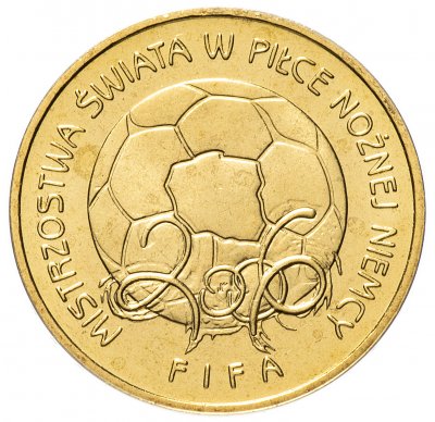 купить Польша 2 злотых 2006 "Чемпионат мира по футболу Германия 2006 (MŚ w Piłce Nożnej — Niemcy FIFA 2006)"