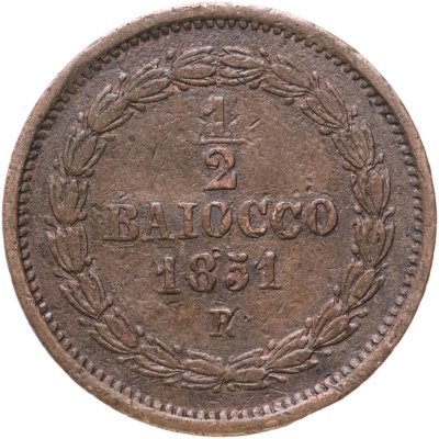 купить Папская область 1/2 байокко, 1851