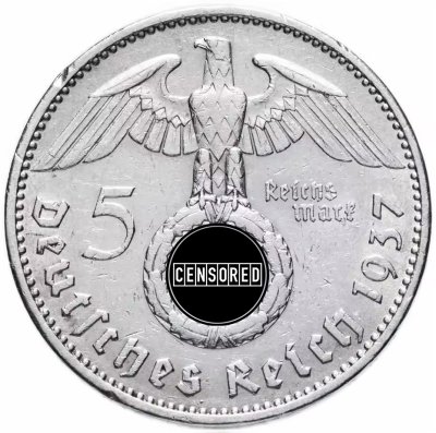 купить Фашистская Германия (Третий Рейх) 5 рейхсмарок (reichsmark) 1937 A орел со свастикой
