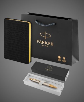 купить Подарочный набор:Шариковая ручка Parker IM Premium Warm Silver (grey) GT и Ежедневник недатированный А5 черный, Металлы: латунь, позолота, позолота, 2026 г.