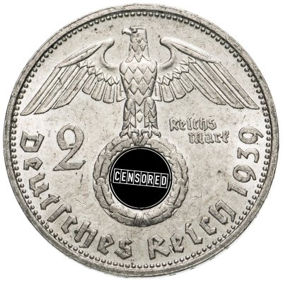 купить Германия, Третий Рейх 2 рейхсмарки (reichsmark) 1939 знак монетного двора "G" - Карлсруэ