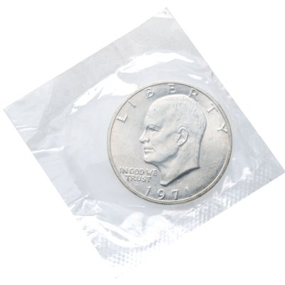 купить США 1 доллар 1971 S доллар Эйзенхауэра (Лунный доллар) серебро, знак монетного двора "S" - Сан-Франциско в банковской запайке