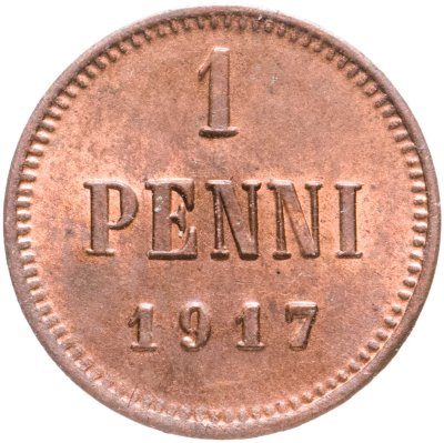 купить 1 пенни (penny) 1917 монета для Финляндии, орел без корон