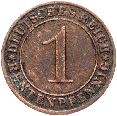 купить Германия 1 пфенниг (рентенпфенниг, rentenpfennig) 1923 А