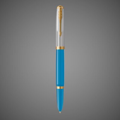 купить Перьевая ручка Parker 51 Premium Turquoise GT и кожаный чехол на молнии перо; M/F, чернила: Black,Blue, в подарочной упаковке., Металлы: нержавеющая сталь, Позолота 23 Ct, смола, 2026 г.