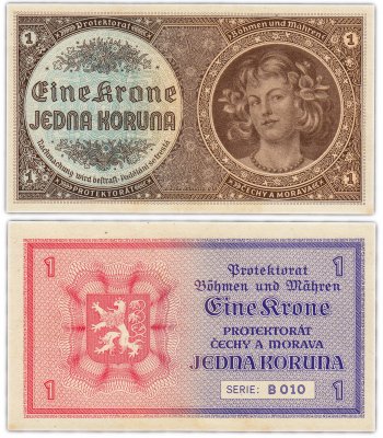 купить Богемия и Моравия 1 крона 1940 (Pick 3a)