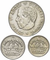 Купить Швеция Набор монет из 3 монет 1 крона 25 , 10 эре 1955-1968 (случайный год)