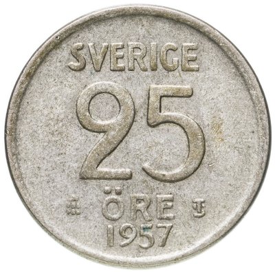купить Швеция 25 эре (ore) 1957