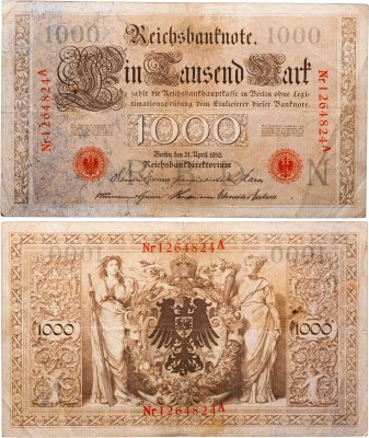 купить Германия 1000 марок 1910 красная печать